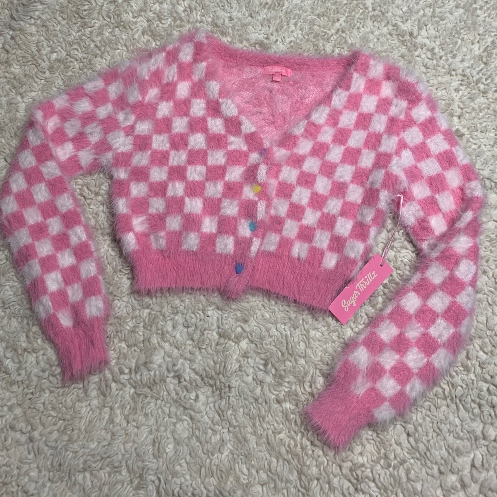 🔥Dolls Kill Checkered Cropped Cardigan Size S
